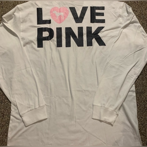 FOR PEACHES VS Pink Originals White L/S Tee Pullover Hoodie & Baggy Sweats - Picture 9 of 9